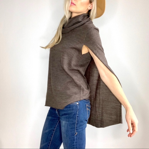 BB Dakota Brown Turtleneck Sweater Cape Tank Top M - Picture 4 of 8